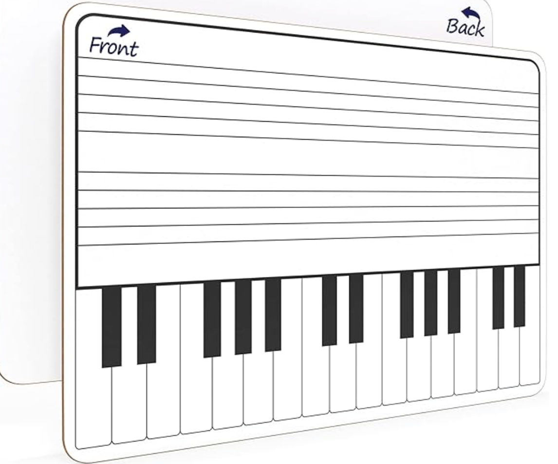 Dry Erase White Board with Music Staff & Keys
