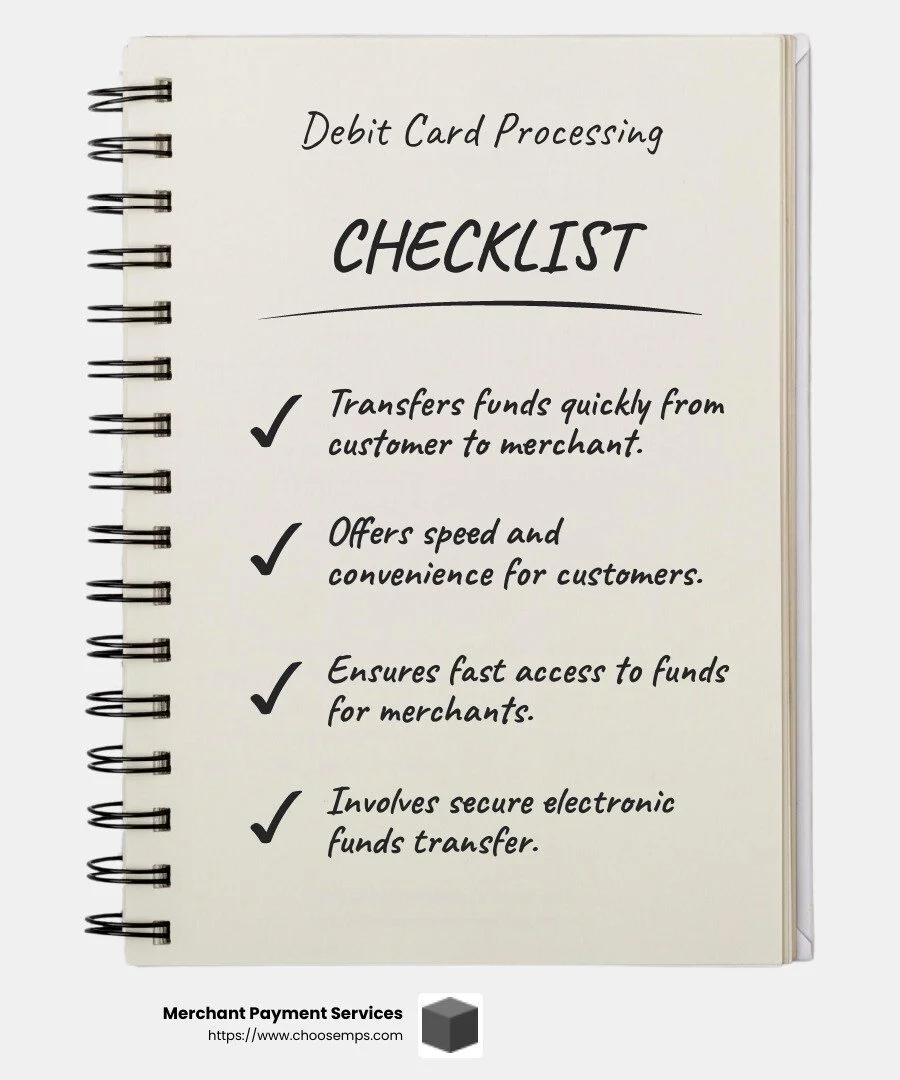 Debit Card Processing Overview - debit card acceptance infographic checklist-notebook