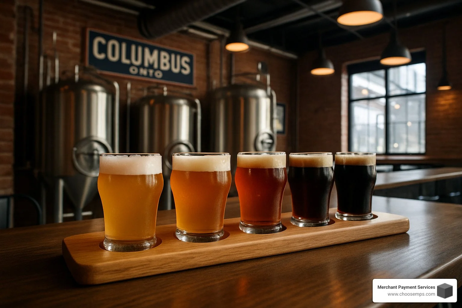 Craft beer flight at a Columbus brewery - Columbus Ohio