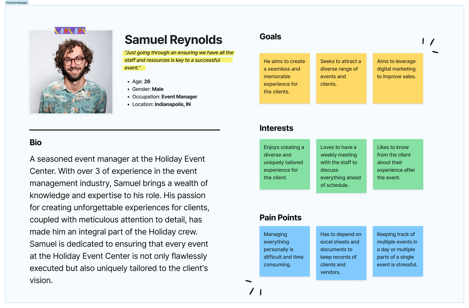 Persona: Samuel, event manager