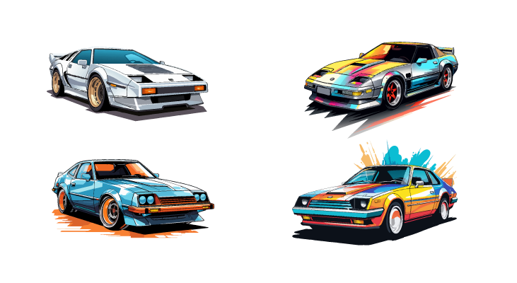 1980s Car Vector Graphics