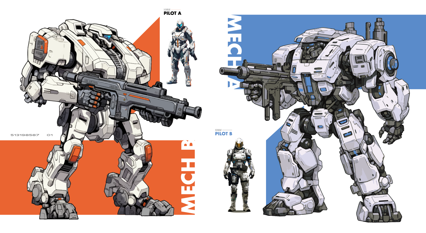 Mechs and Soldiers Vector Graphics