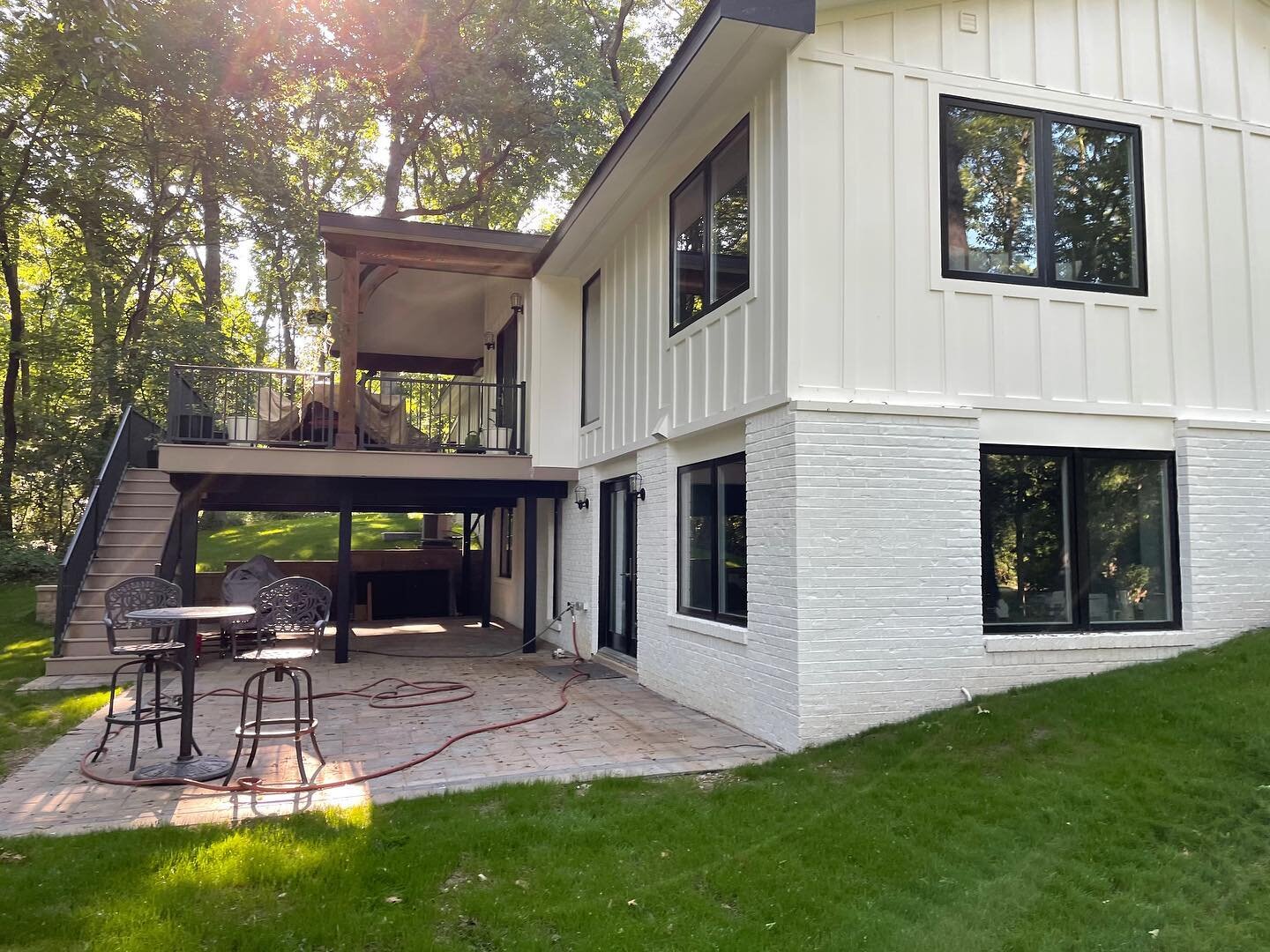 A beautiful deck, roof ext, and James Hardie siding project! #jameshardie #timbertech