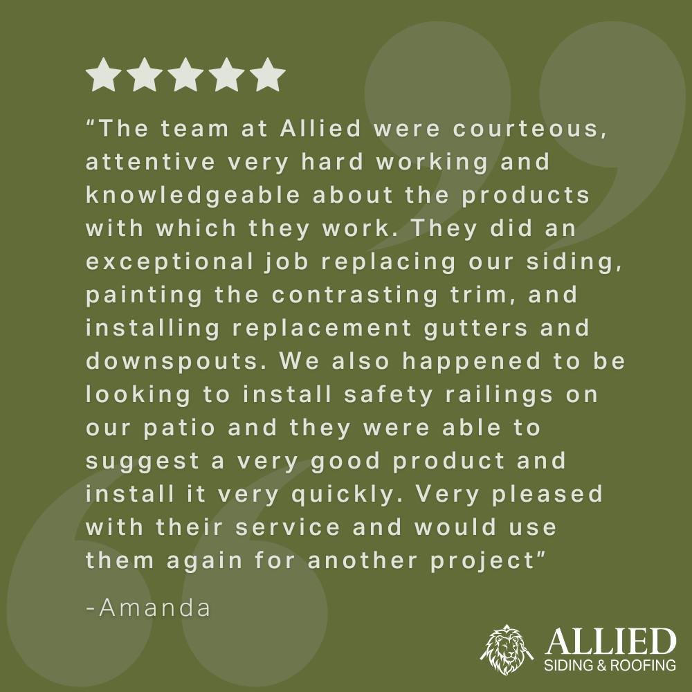At Allied Siding and Roofing, we cherish our customers and strive to exceed your expectations every time! Your positive reviews make us truly happy and motivated. Thank you to each and every one of you for trusting us to enhance your home!