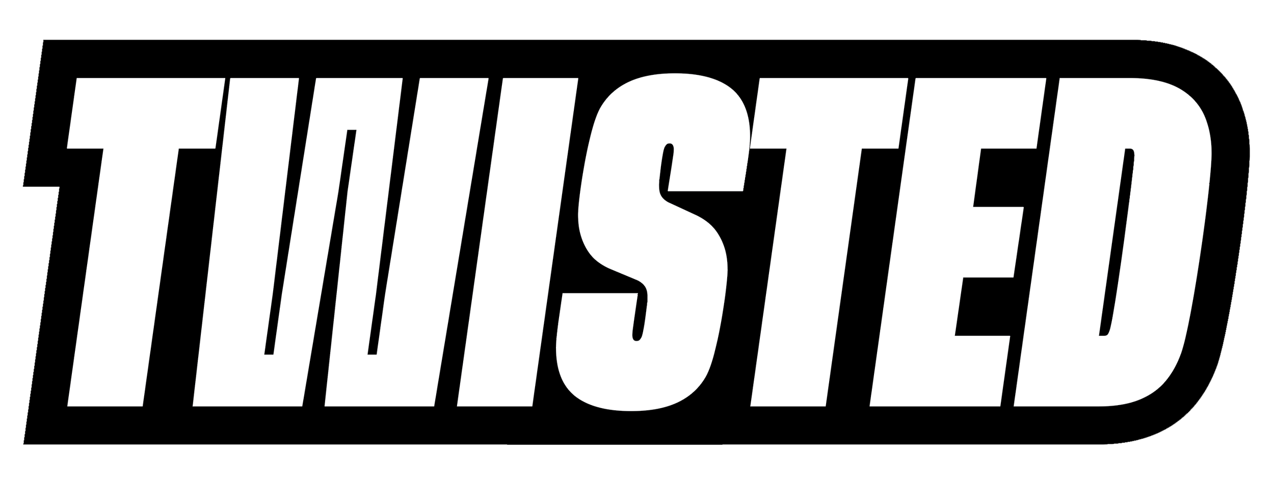 The word 'THUSTED' in bold, stylized white text with black shadows on a black background.