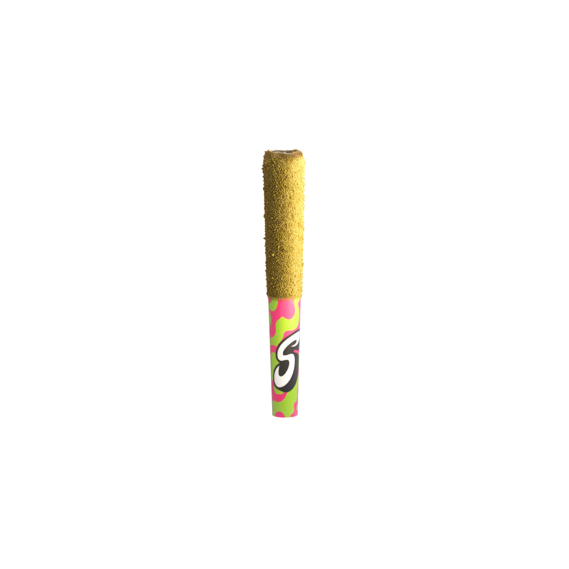A colorful sparkler with a bright yellow tip on a dark background.