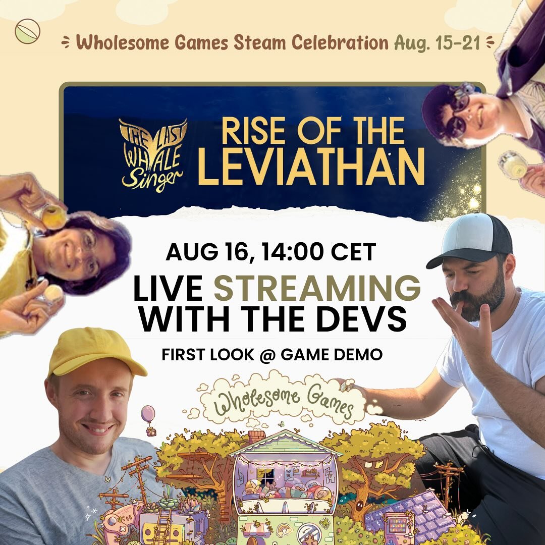 And @wholesomegames Steam Celebration is live!!

The sun is setting in Berlin today but tomorrow we will join the celebration live on Steam with the very first online stream of our current game demo 🎮🐋

Tune in at 2 pm CET ⏰