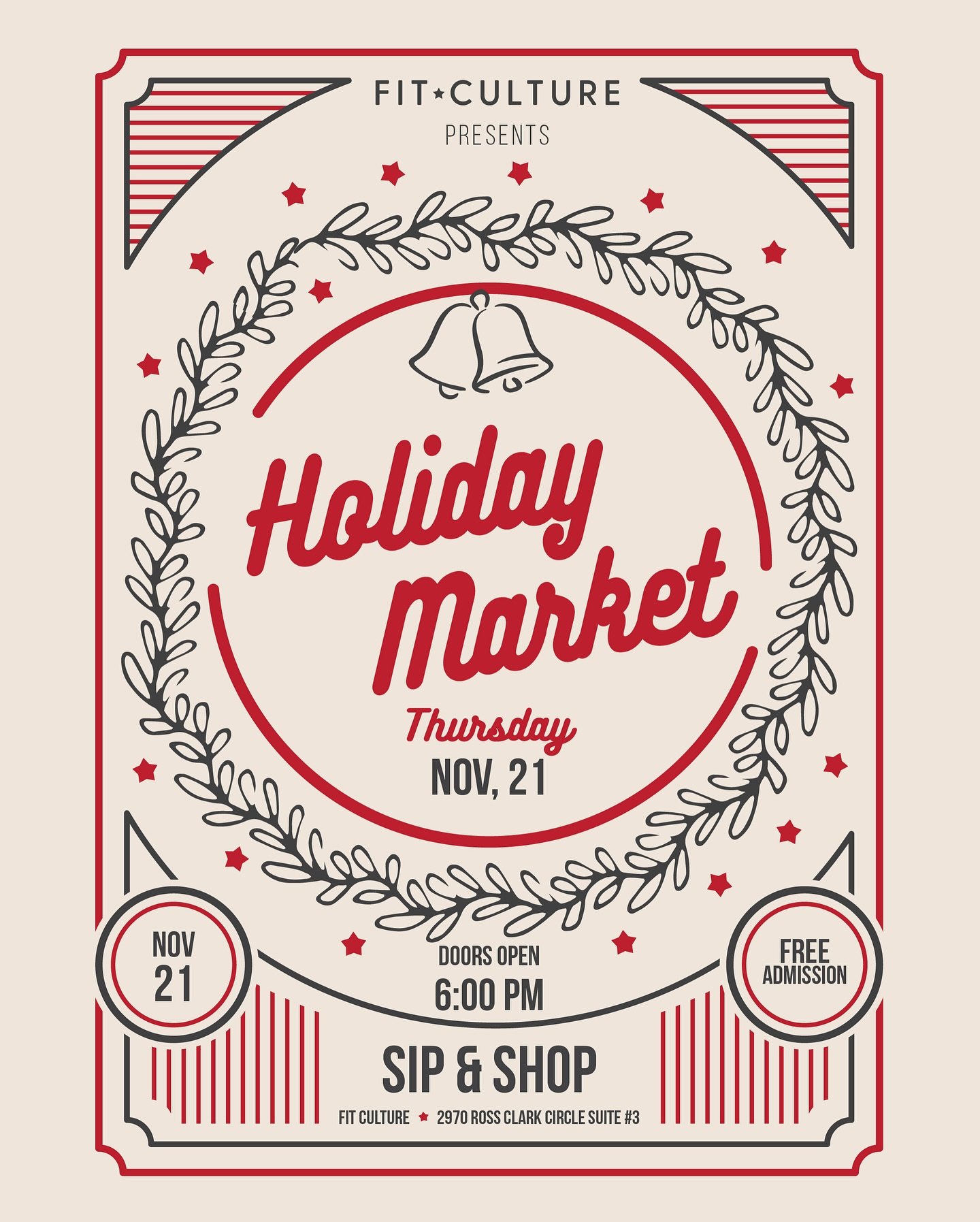 You are invited to our Holiday Market!

Festivities include shopping with over 20 local vendors, Botox at a special rate with Dr. Michelle Dandridge, and the official launch of &ldquo;Oh It&rsquo;s Healthy?&rdquo; a cookbook by our very own, Dana Cap