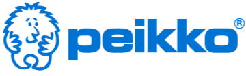 Peikko logo featuring a stylized lion figure and the company name in blue text