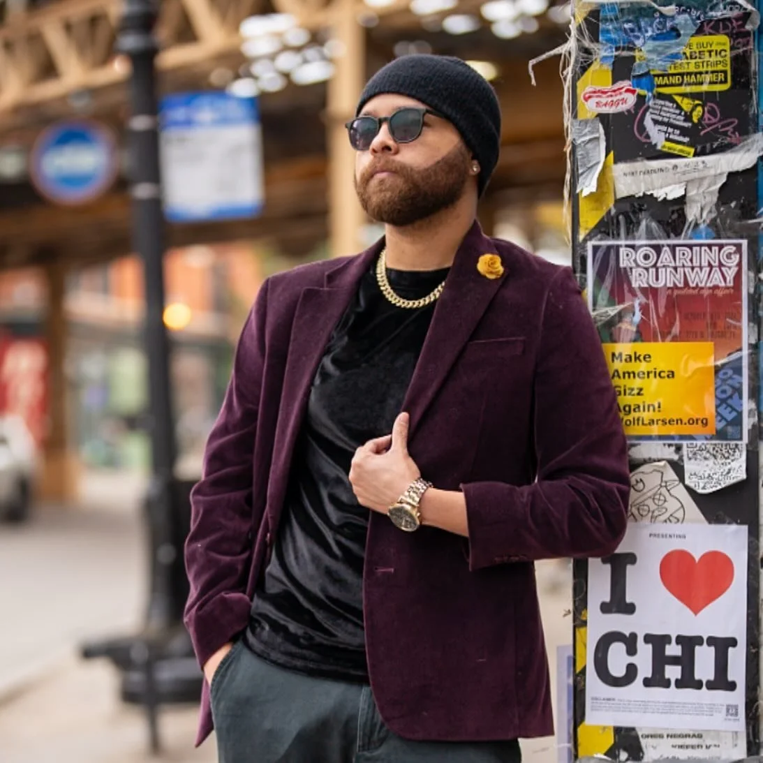 Impromptu street portrait of colleague