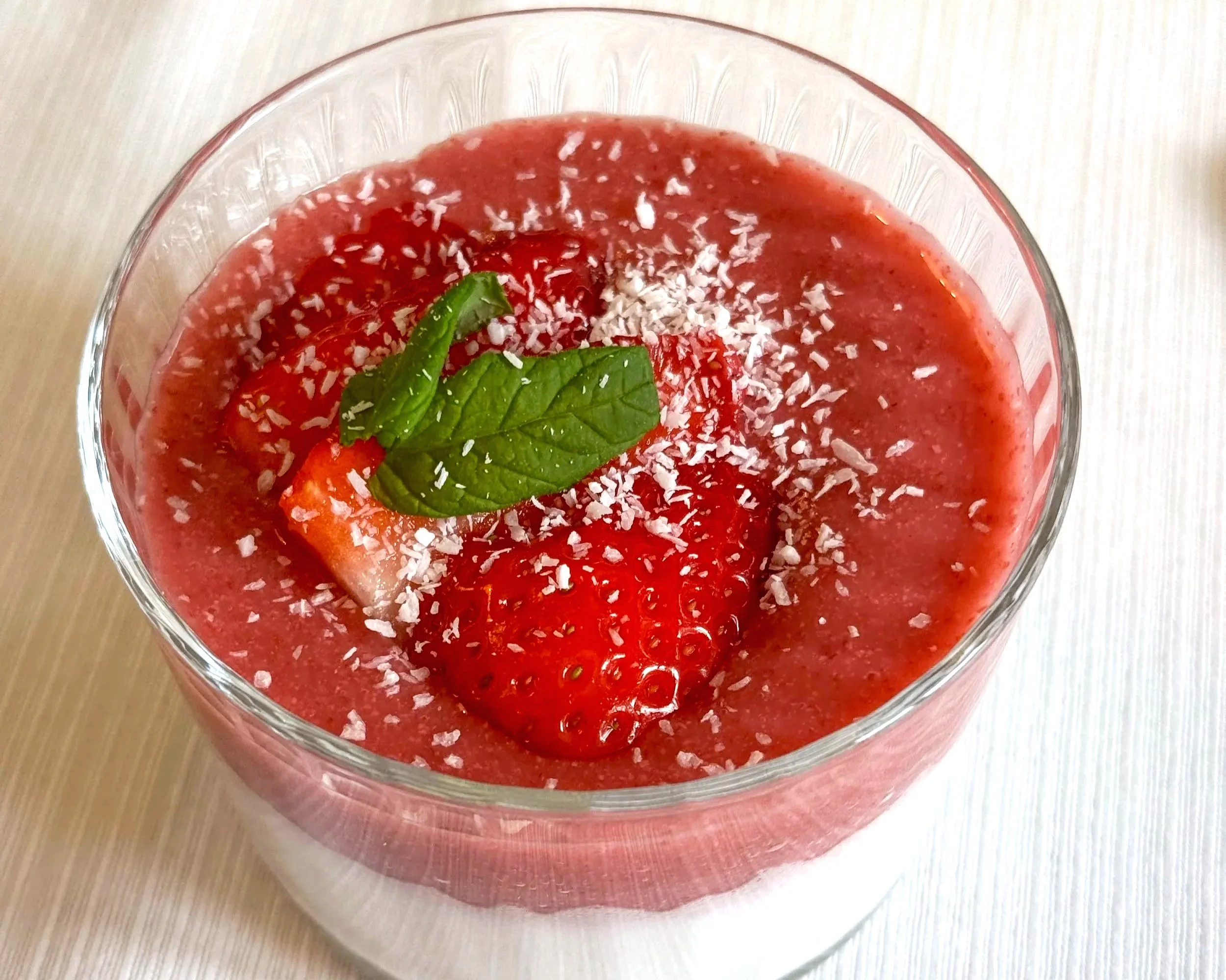 Coconut Panna Cotta with Strawberry Coulis