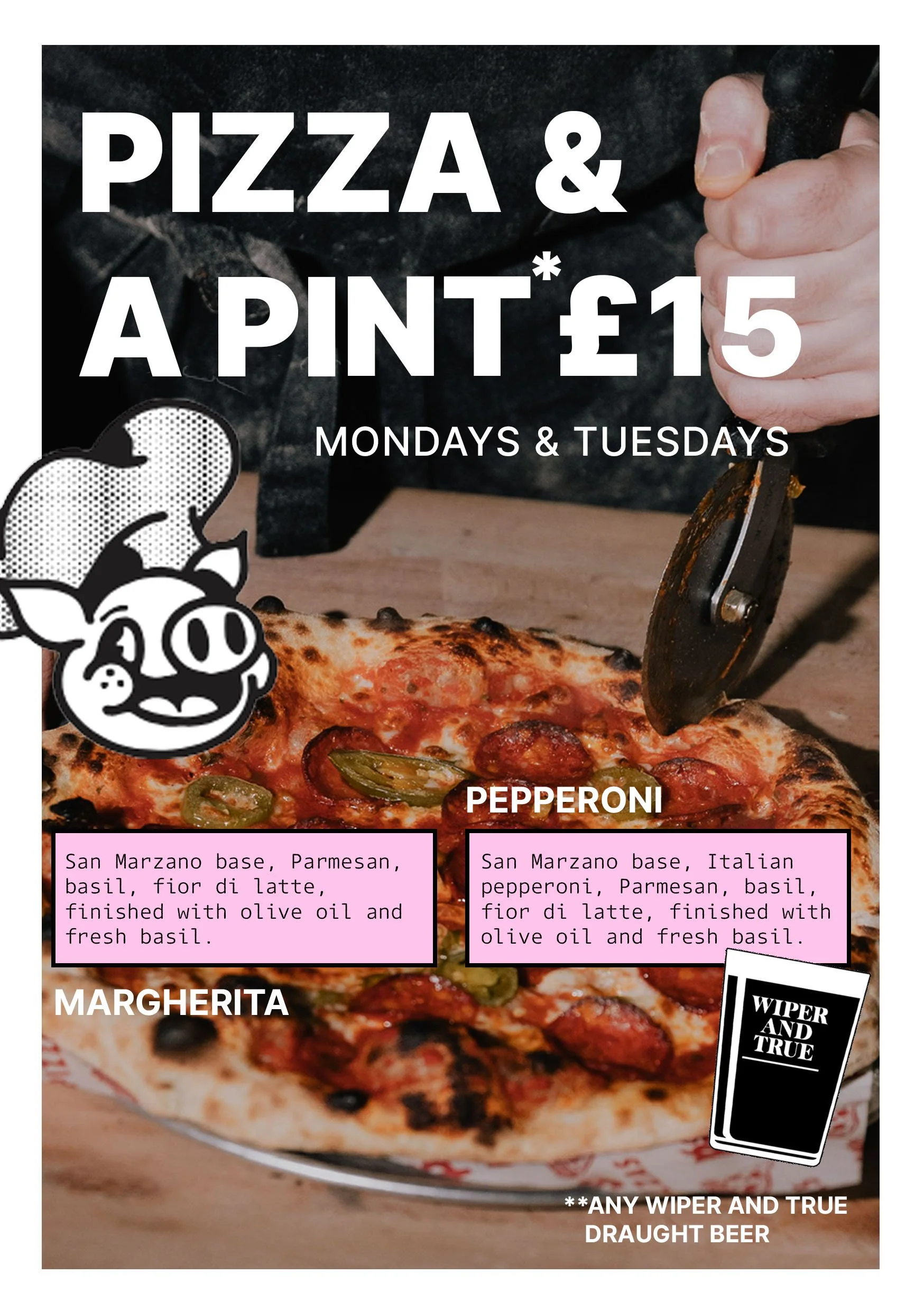 Pizza and a Pint Poster for The Yard at No 8, Thornbury