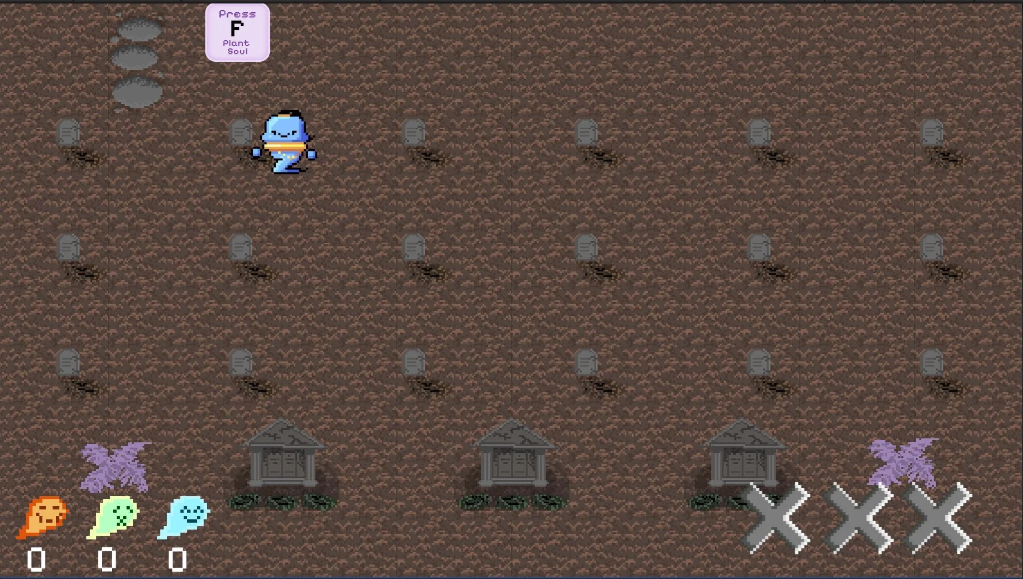 Layout of the graveyard, where spirits are harvested