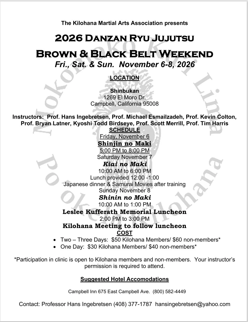 2026 DanZan Ryu Jujutsu Brown &amp; Black Belt Weekend