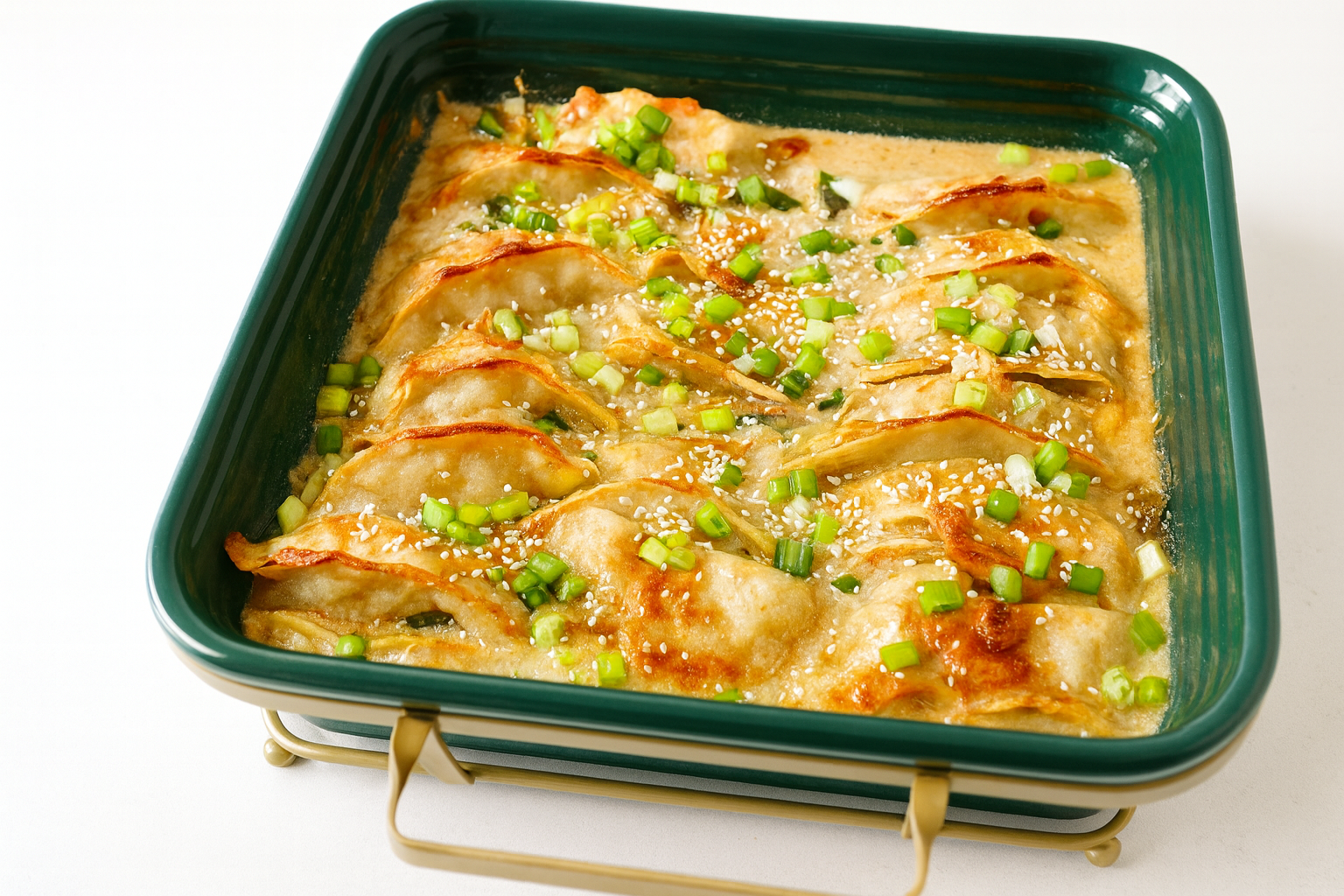 Creamy Coconut Chili Crisp Dumpling Bake (Easy Viral Dinner)