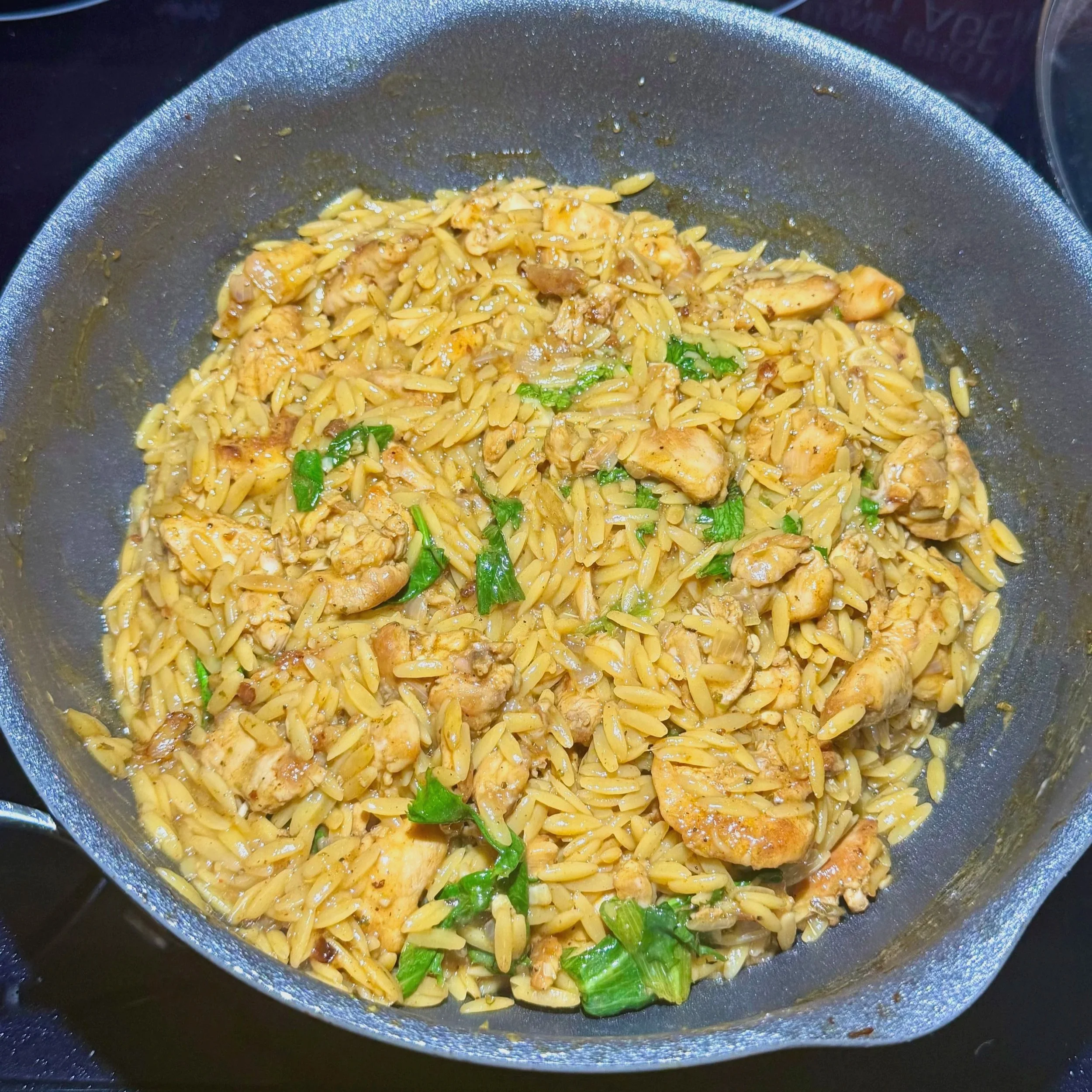 finished one pot lemon orzo with chicken