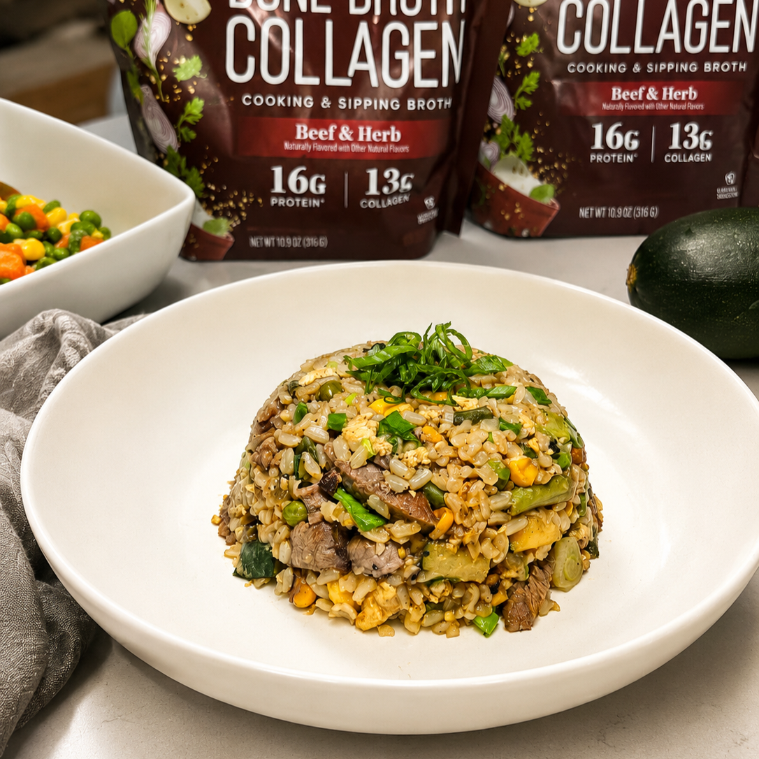 Steak Summer Fried Rice (with a Sneaky Protein Boost)