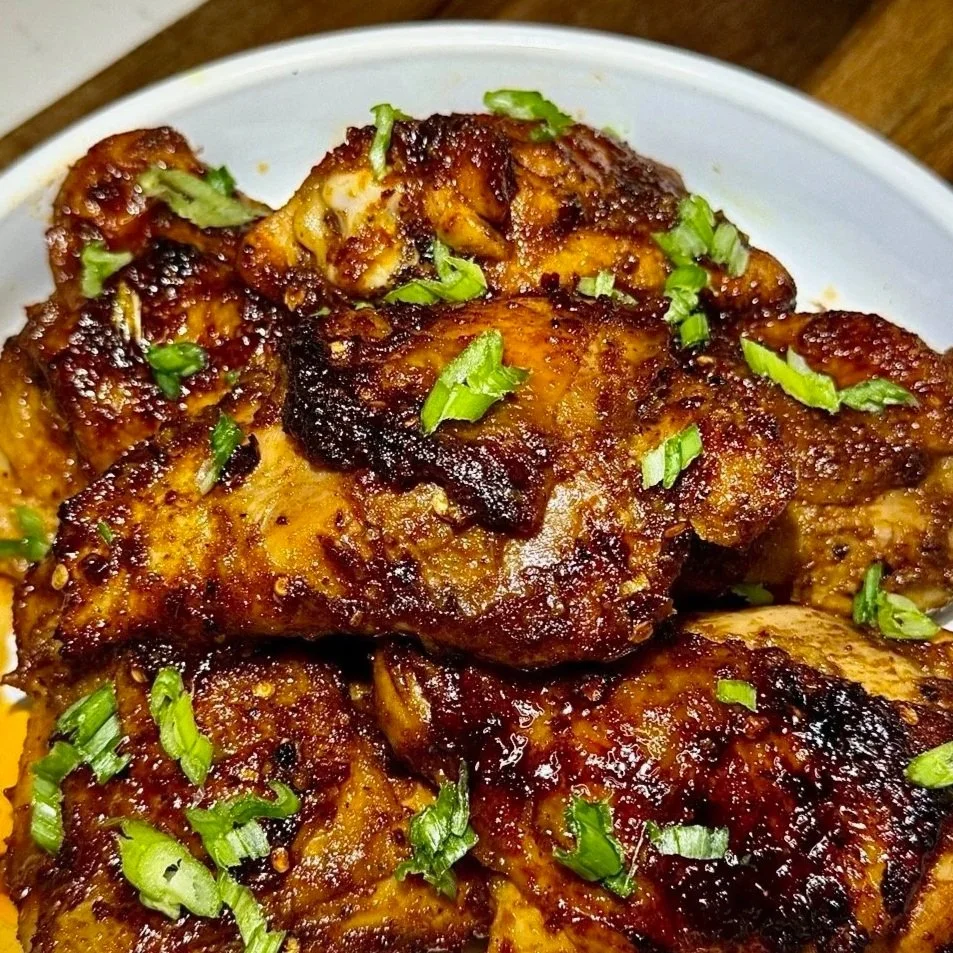Sticky Honey Garlic Baked Chicken (Crispy Oven Chicken Thighs)
