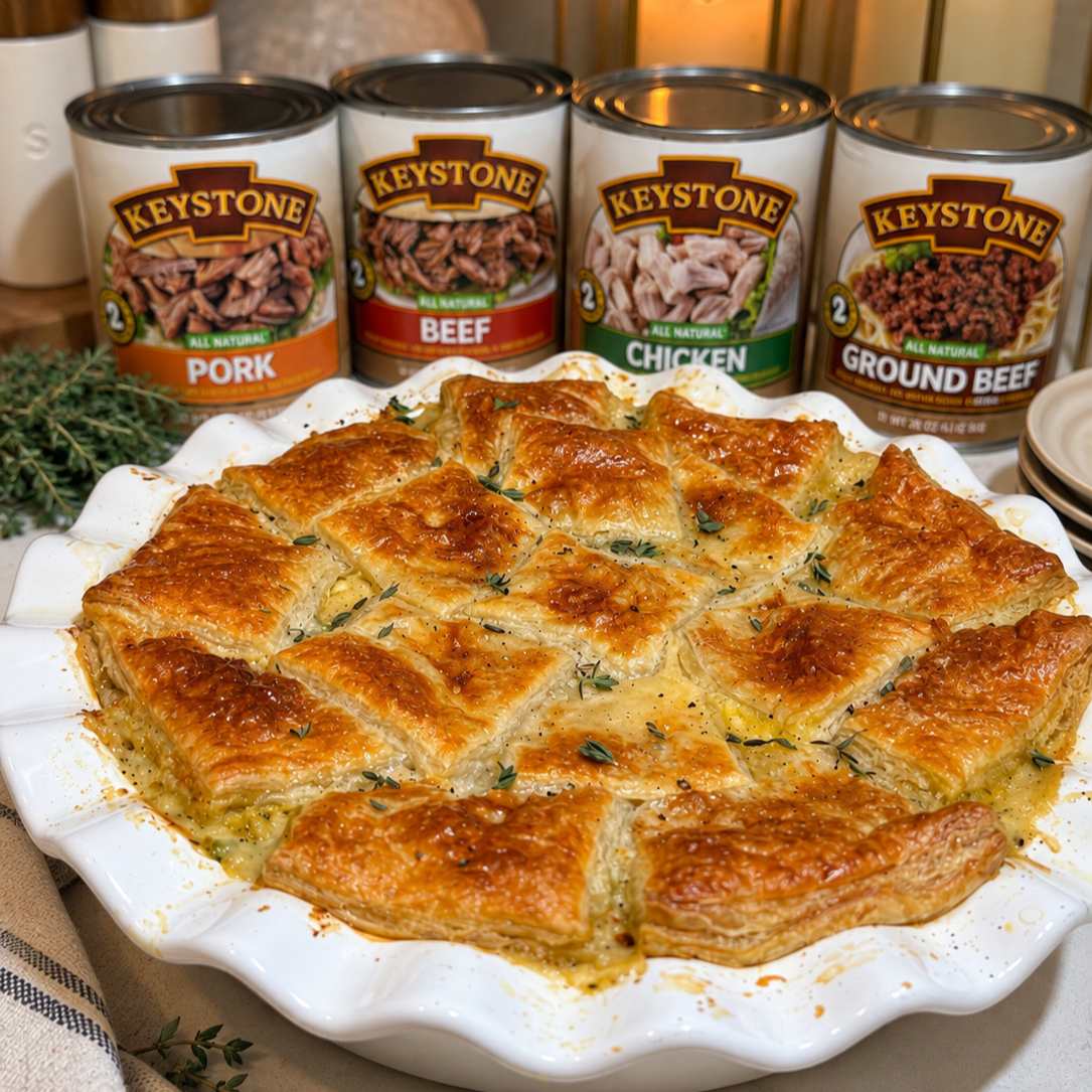 Creamy Garlic Chicken Pot Pie with Puff Pastry