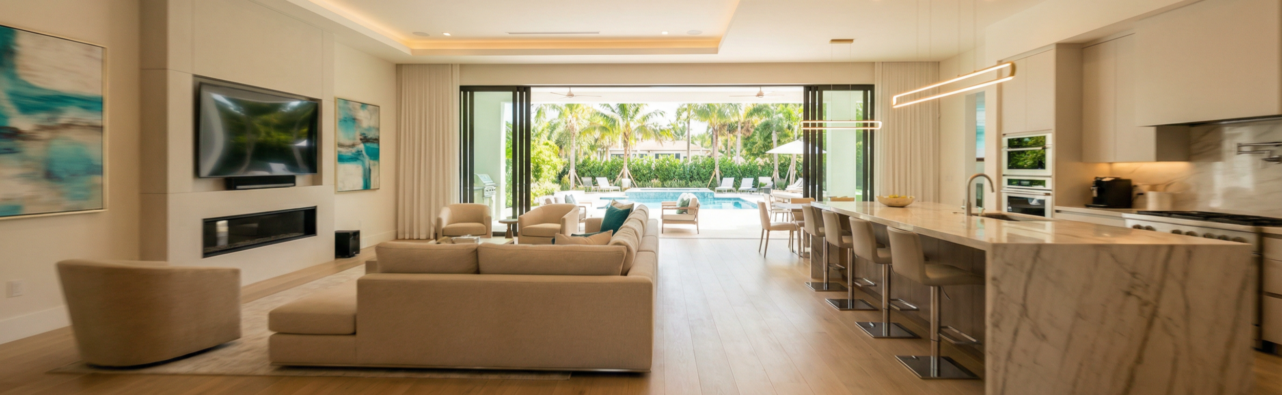 Modern luxury hotel lobby interior with open floor plan and floor-to-ceiling windows showcasing hospitality brand design
