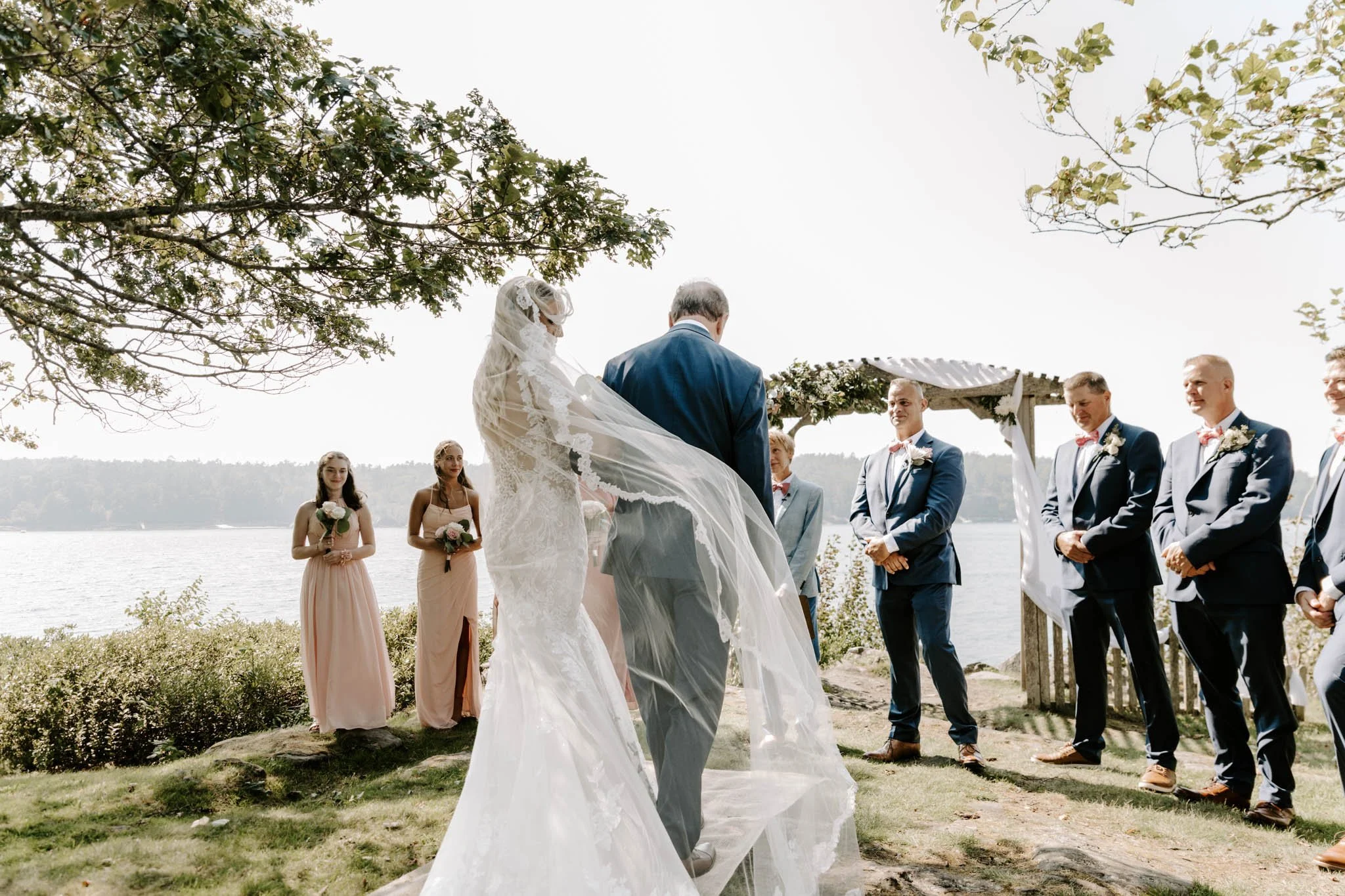Bride walking down the aisle on her wedding day