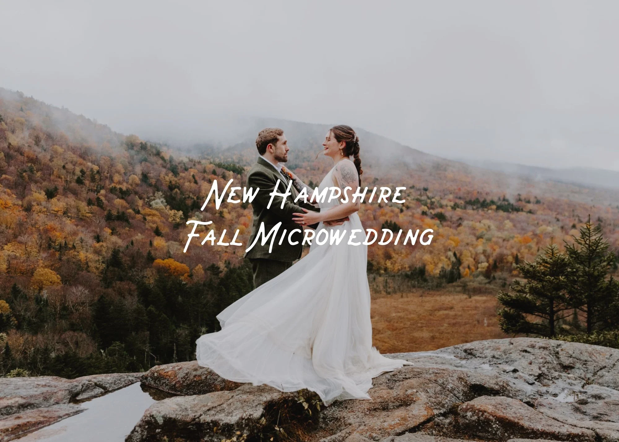 Couple eloping in the White Mountain National forest