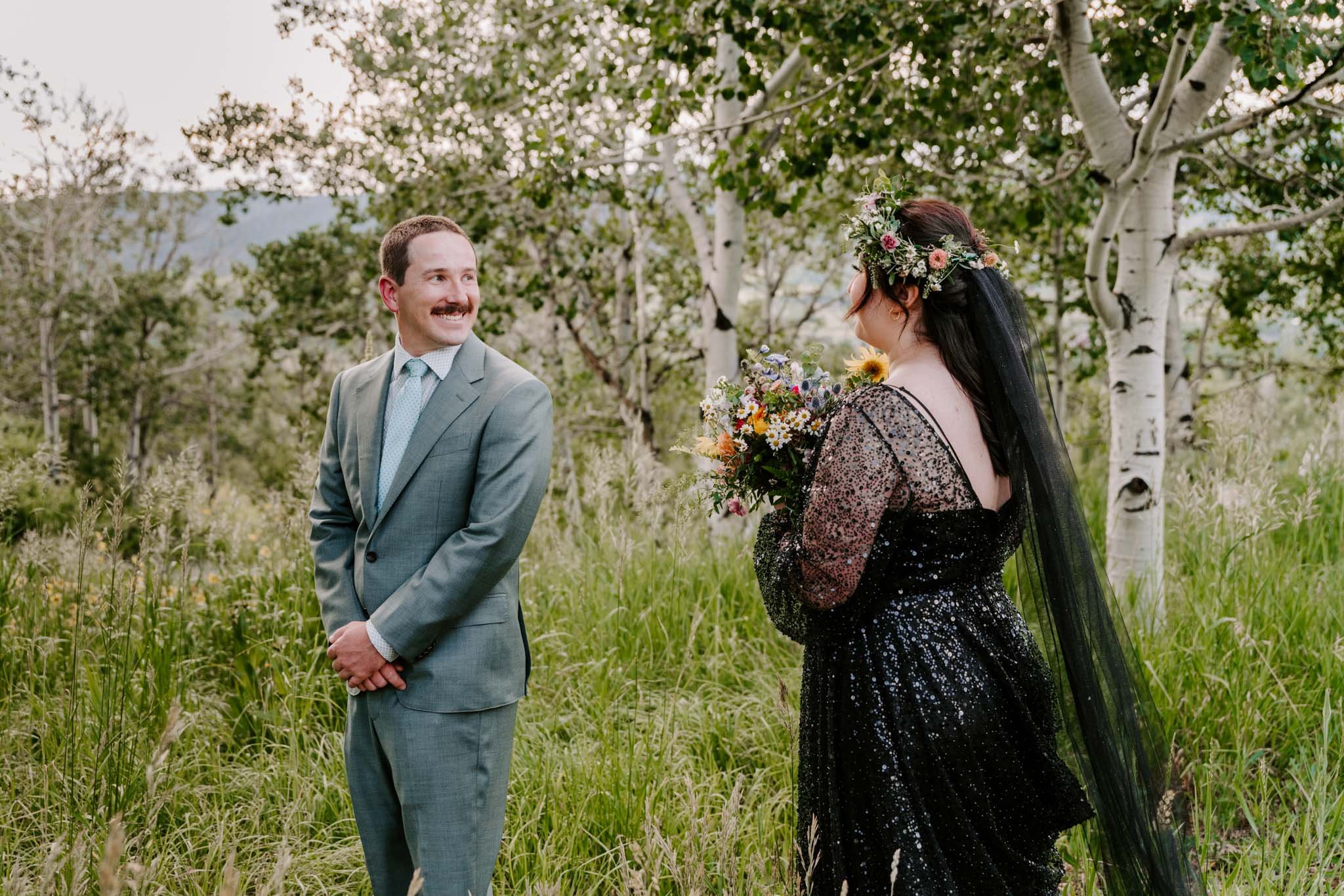 First look for a steamboat springs wedding