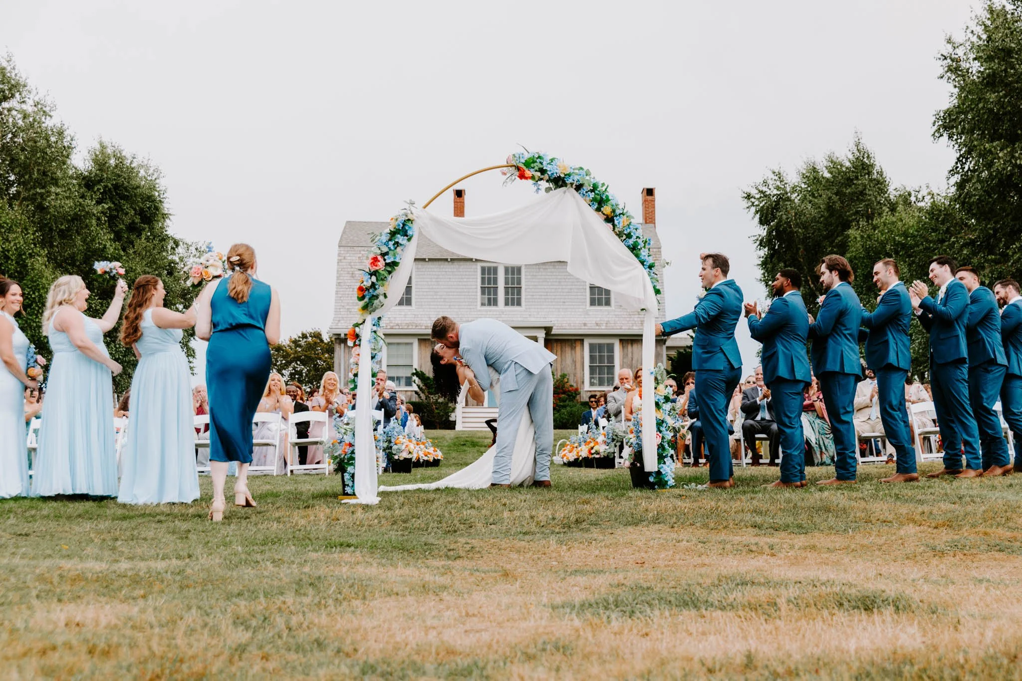 Colorado wedding ceremony first kiss