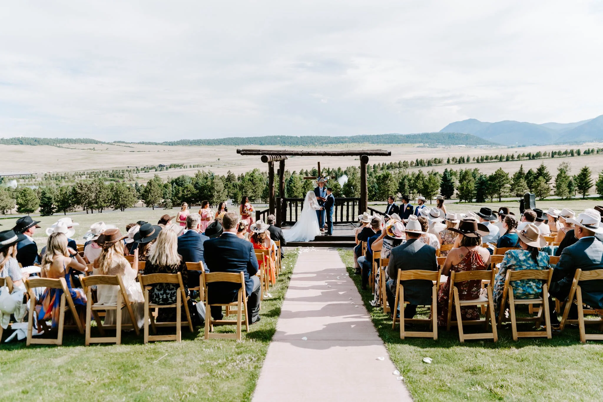 Colorado springs wedding ceremony at Spruce Mountain Events
