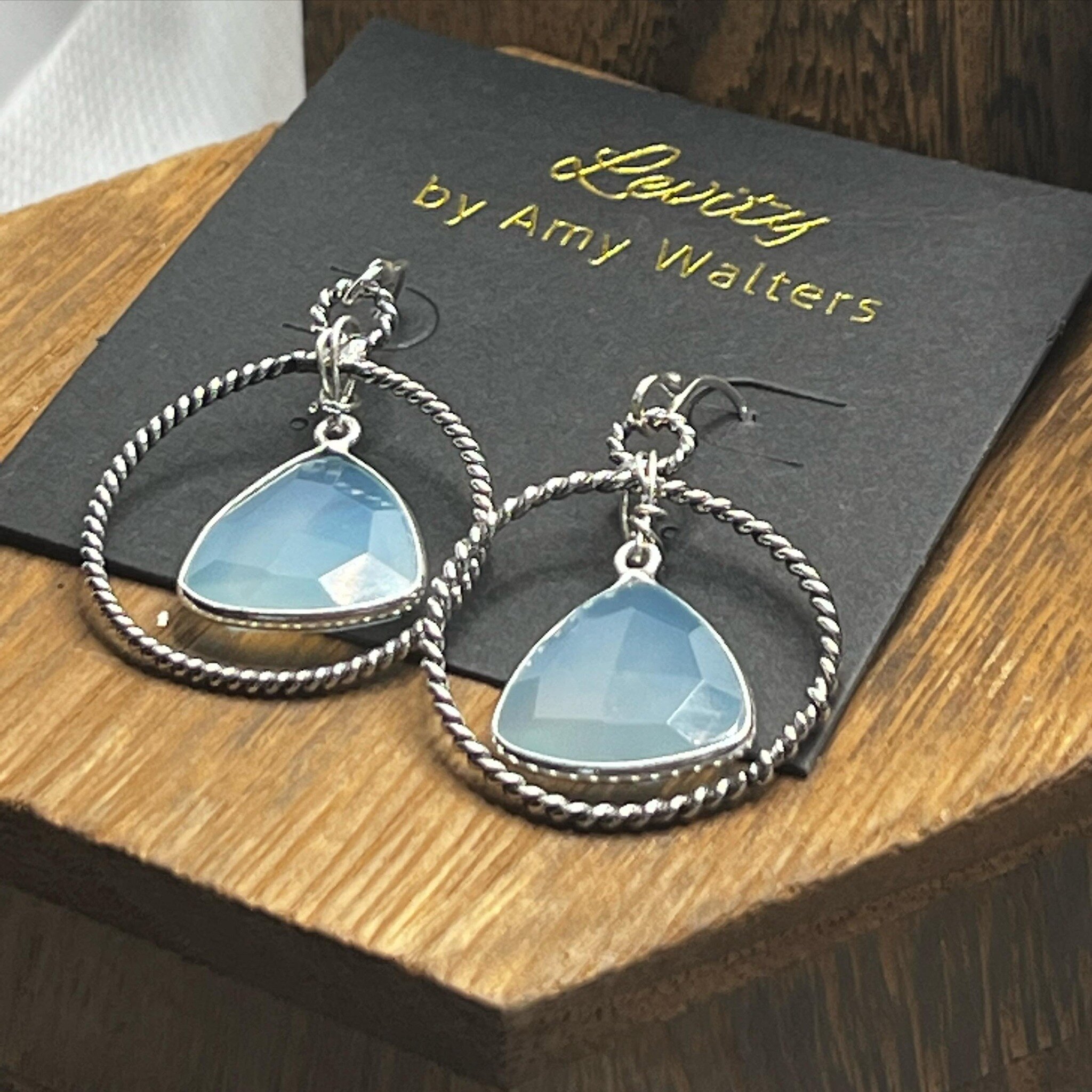 The perfect addition to your spring wardrobe: blue chalcedony &amp; fine silver hoops&hellip;. #handmade #levity #elegant