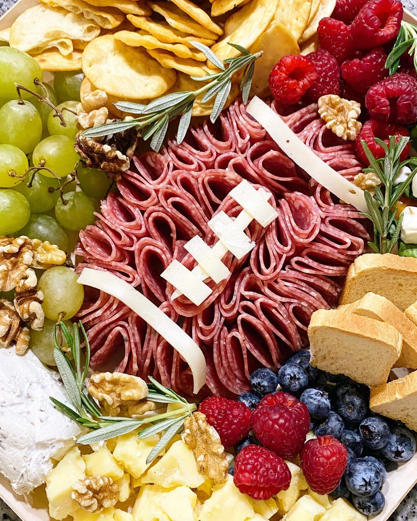 this custom board for a super bowl party was so much fun to make! 🏈🧀🐐 

have a themed party or event? we would love to make a custom board to celebrate your event! 

#charcuterie #charcuterieboard #charcuteria #charcuter&iacute;a #superbowlboard #