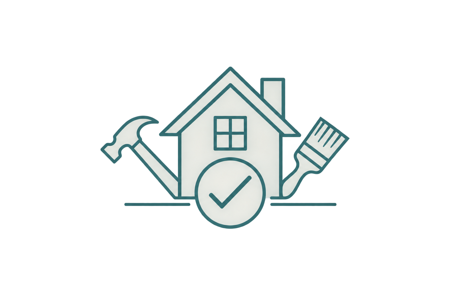 Icon of a house with tools and a tick: work done properly