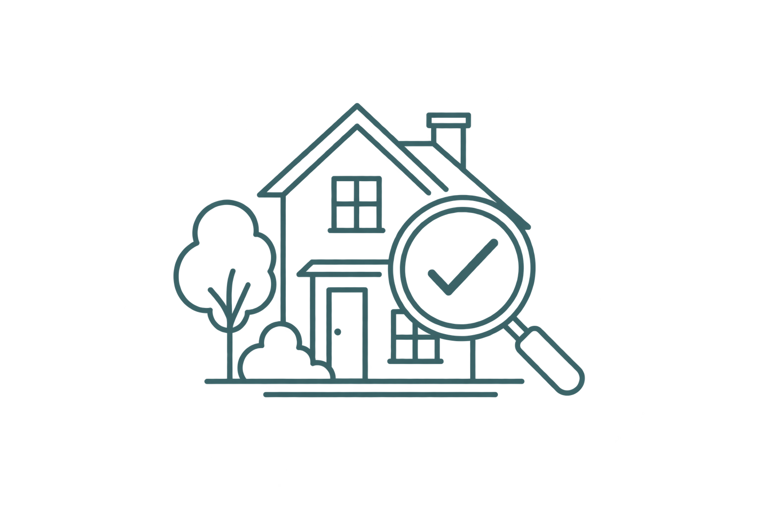 Icon of a house under a magnifying glass: here for the long term