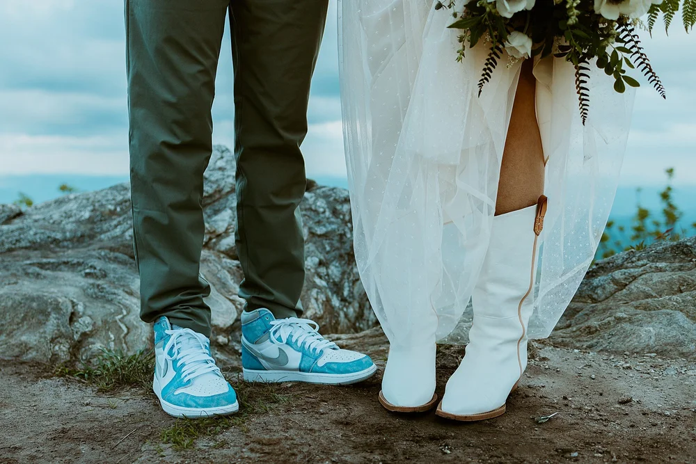 Couples shoes during their North Carolina elopement.