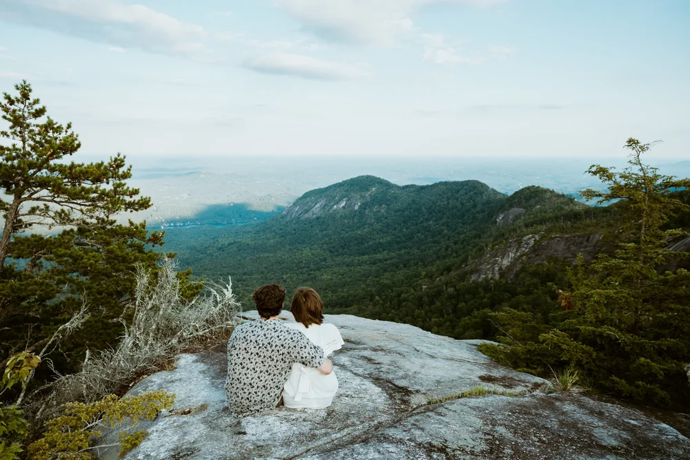 Couple elopes in North Carolina by filing their marriage paperwork before their wedding day and sharing their vows on a mountain.