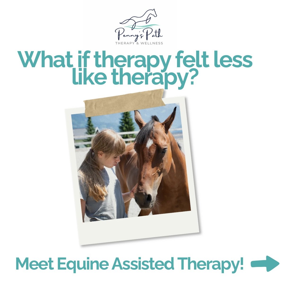 What if therapy didn&rsquo;t always have to happen sitting in a chair?

Working alongside horses gives children opportunities to practice important emotional and social skills in a hands-on, meaningful way. 

Horses offer something unique: immediate,