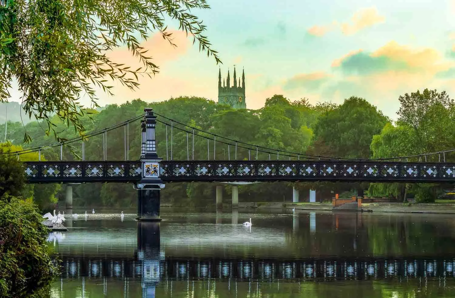 Old Ferry Bridge in Early Morning Light
