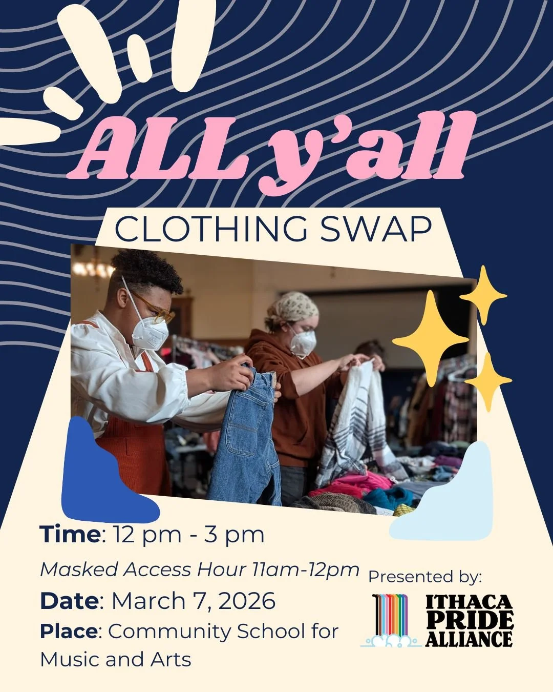 Find new fashion and donate clothes for re-use at our annual all-gender and all ages clothing swap.  Items available include clothing, jackets, bags &amp; backpacks, shoes, accessories, and more! Drop off clothing at a donation site leading up to the