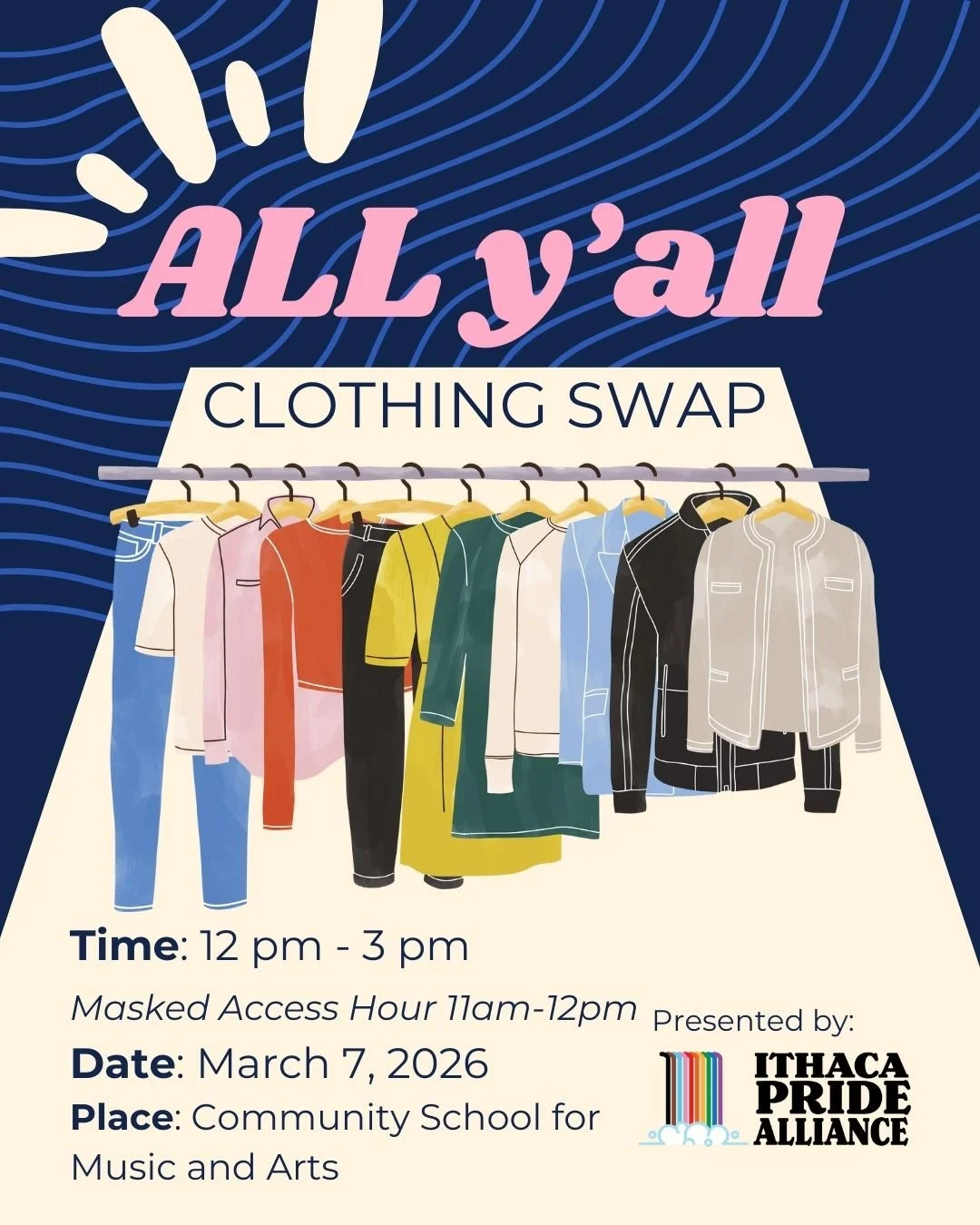 Find new fashion and donate clothes for re-use at our annual all-gender and all ages clothing swap on March 7 at CSMA in Ithaca! Info in bio *Clothing donations are appreciated but not required to participate!*

 #communityevents #lgbtqia #IthacaPrid