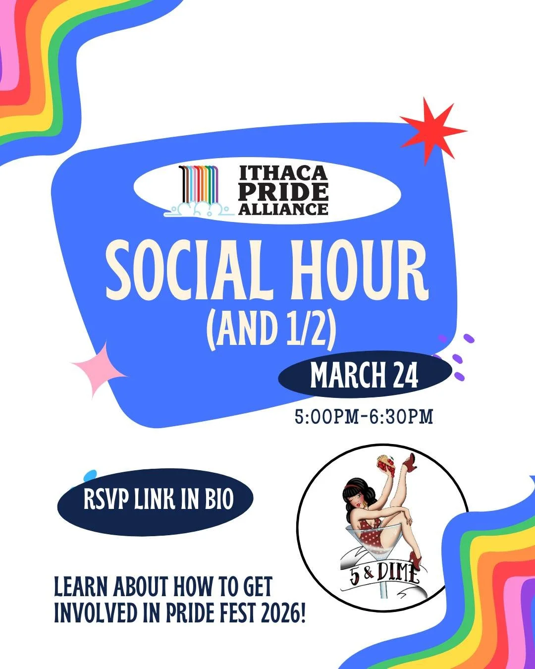 Want to learn how to get involved in Ithaca Pride Fest this year and learn more about Ithaca Pride Alliance? Swing by 5 and Dime March 24th to find out more!

#ithacany #pride2026 #ithacapridealliance