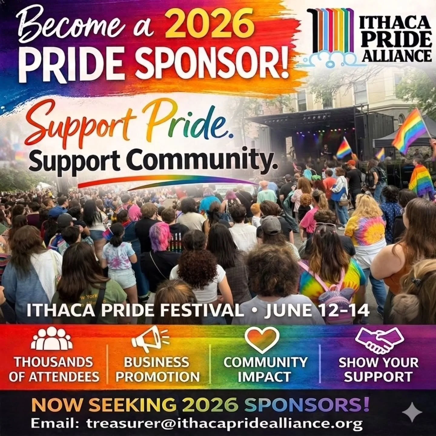 Become a sponsor for 2026 pride! Email 

treasurer@ithacapridealliance.com