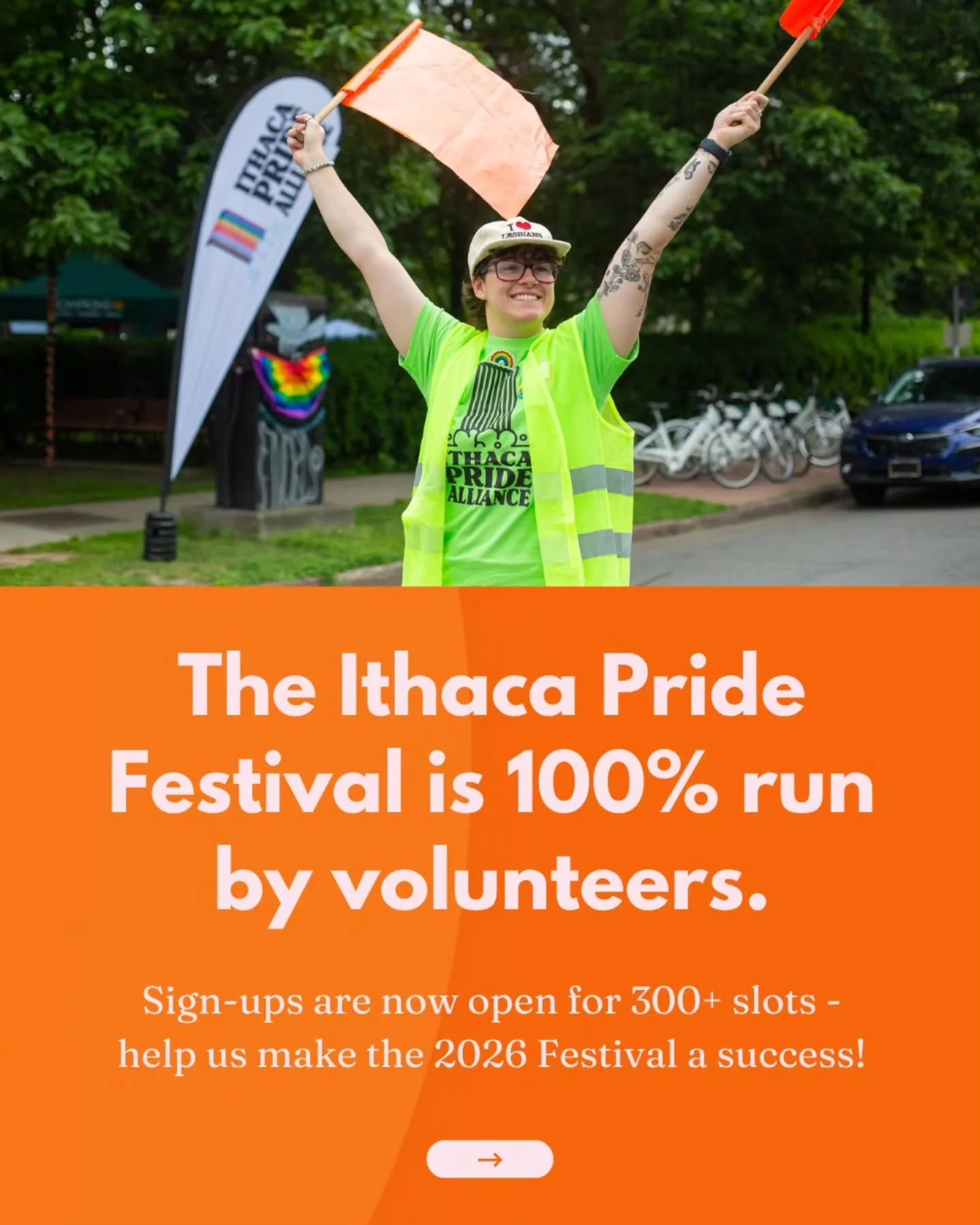 We need your help! We are still looking for volunteers to make this years Ithaca Pride Fest amazing. We are looking for folks to help with logistics and safety, family activities, and more. Link in bio for more info.