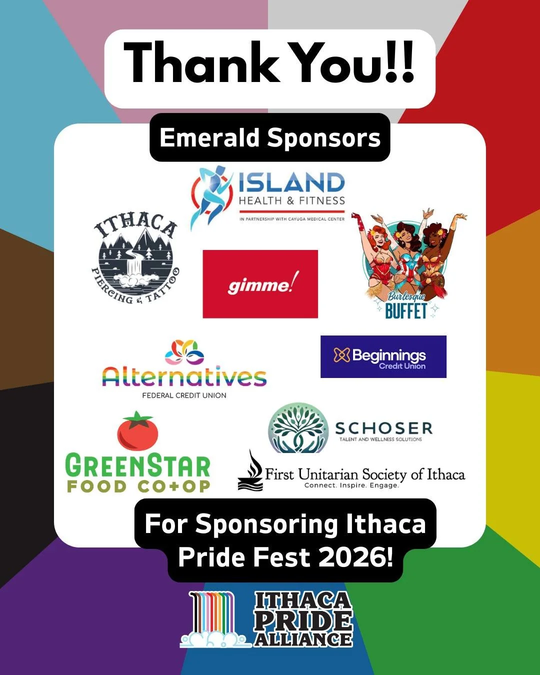 Believe it or not, Pride is right around the corner! With less than a month until Ithaca Pride Fest kicks off, we wanted to start thanking some of our amazing sponsors for supporting us and helping make this year amazing!

#ithaca #Pride #lgbt #tompk