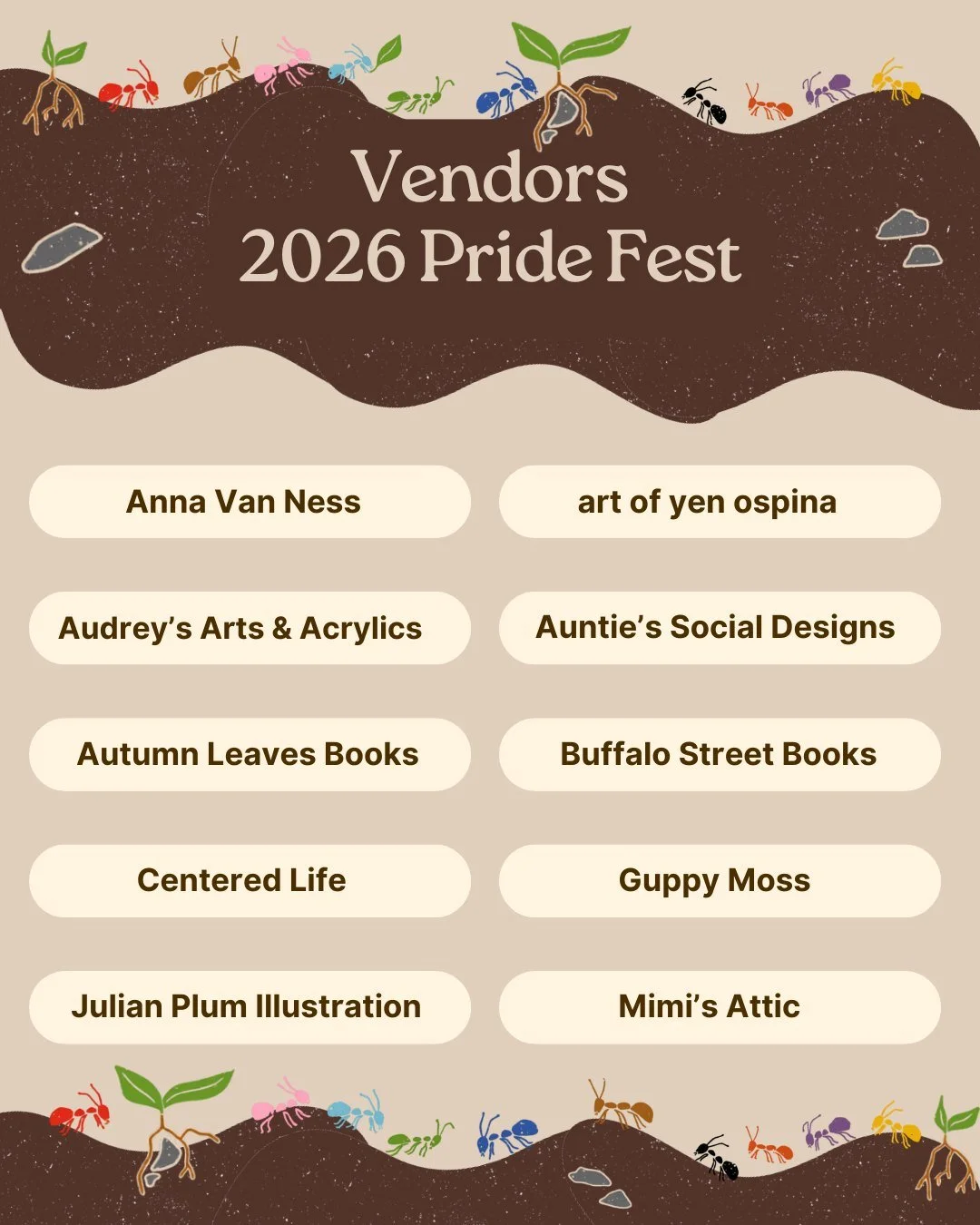 We've got a great lineup of vendors to peruse at Ithaca Pride Fest! Make sure to come down to Pride in the Park on June 14 @ Dewitt Park and N. Cayuga Street

@annavanness @yenospina @autumnleavesbooks @buffalostreetbooks @guppy.moss @centeredlifeco 