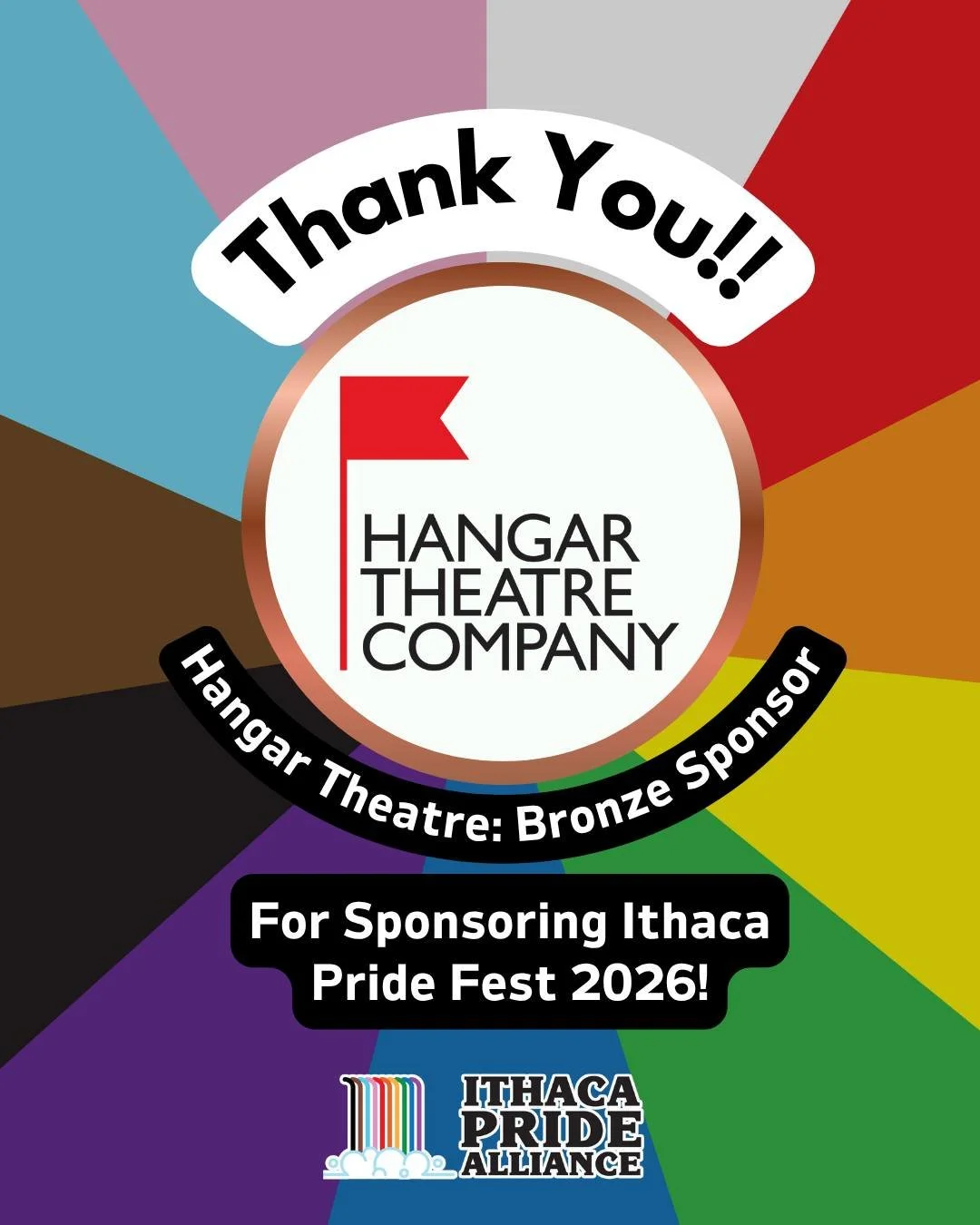 Thank you so much @hangartheatre for being a Bronze Sponsor for Ithaca Pride Fest 2026!