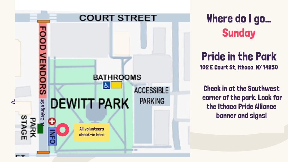 Map of volunteer check-in on Sunday