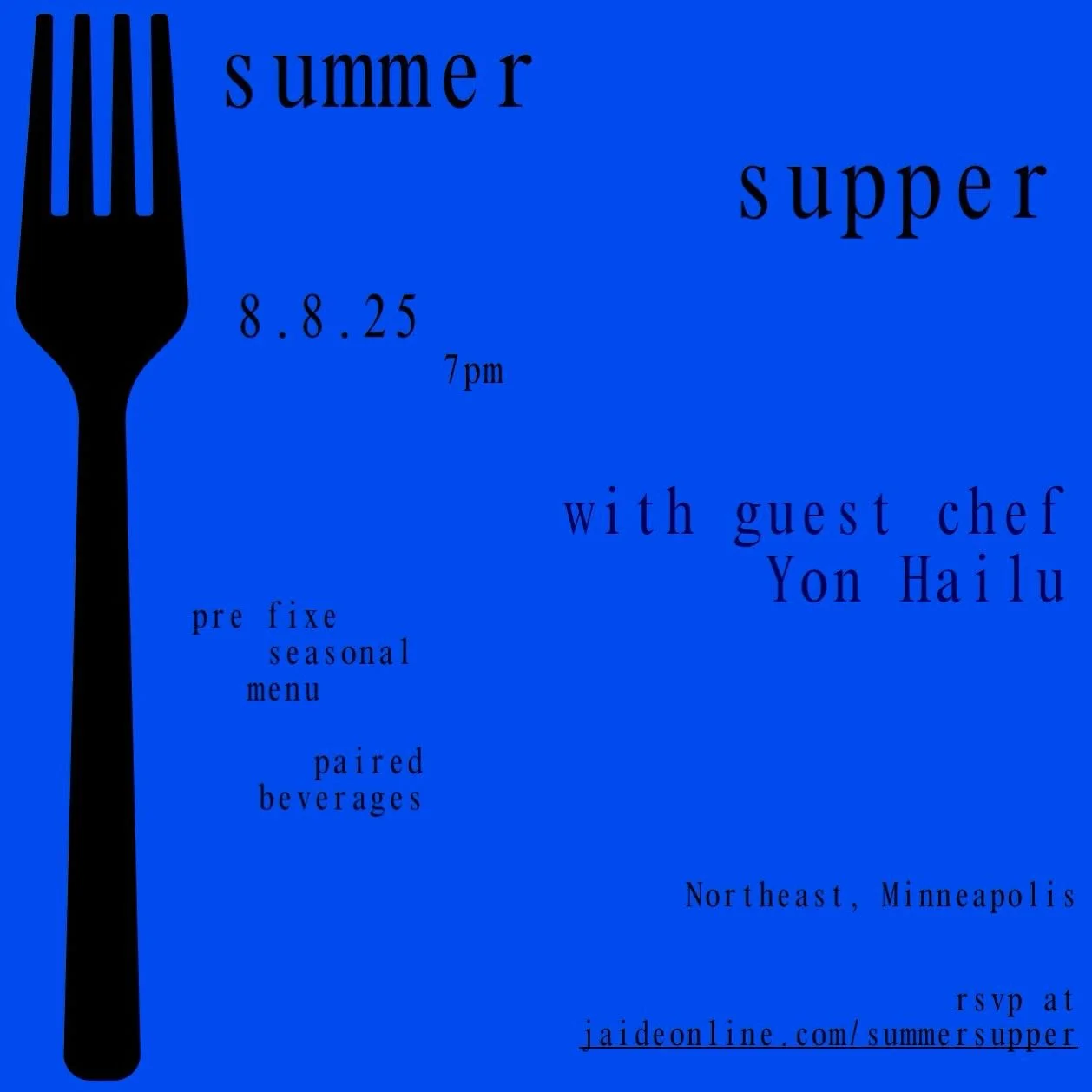 Join us Friday, August 8th, for another Nom Supper Club collab, with guest chef, Yon Hailu. 

From various restaurants around the Twin Cities, to personal endeavors featuring sweet treats, Yon has spent years refining the delicate balance between tec