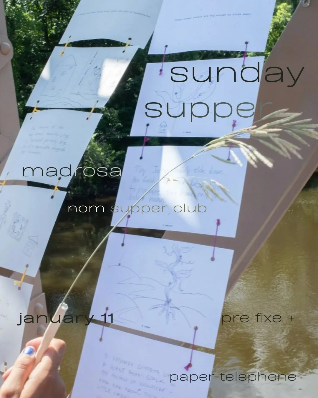 A few spots remain! 🫜MADROSA &amp; Nom Supper Club are co-hosting Sunday Supper on January 11th, 2026 at 5:30pm. 

Together, we will explore Minnesota Foodways through multiple avenues. We will play the creative hands-on game Paper Telephone, savor 