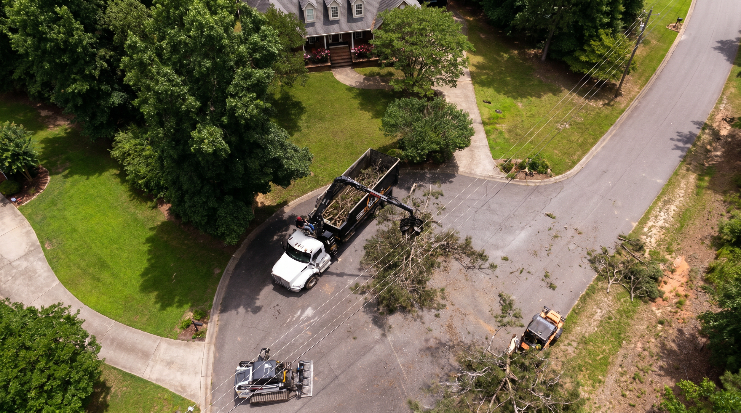 Grapple truck hauling tree debris in Canton, Georgia
