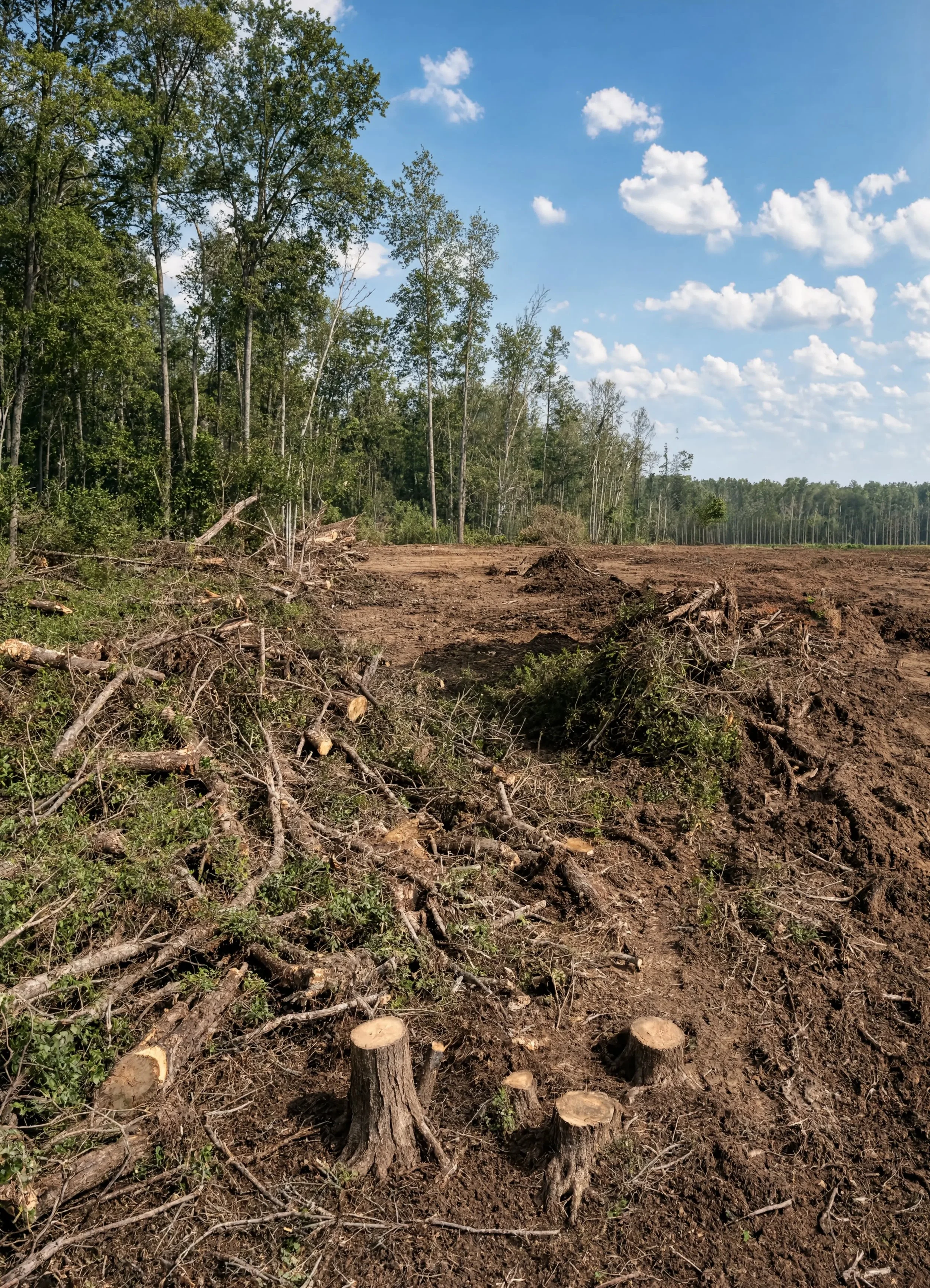 Cleared lot ready for new construction or landscaping